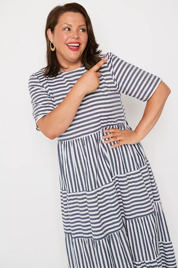Alani Navy Stripe Dress