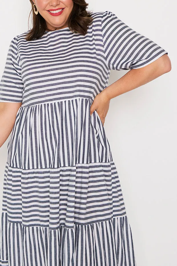 Alani Navy Stripe Dress