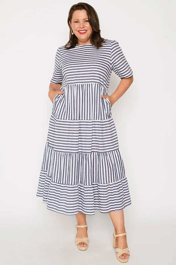 Alani Navy Stripe Dress