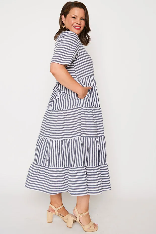 Alani Navy Stripe Dress