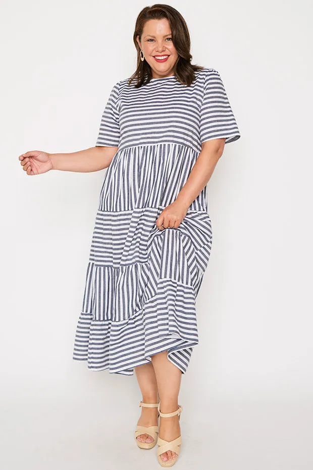 Alani Navy Stripe Dress