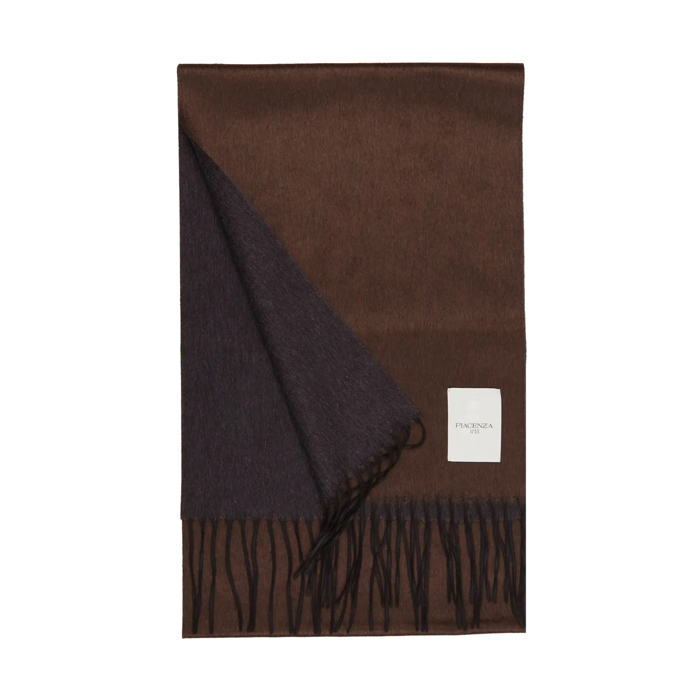Anthracite Brown Two-Sided Silk Cashmere Scarf