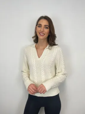 Asha Cropped Knitted Jumper (Cream)