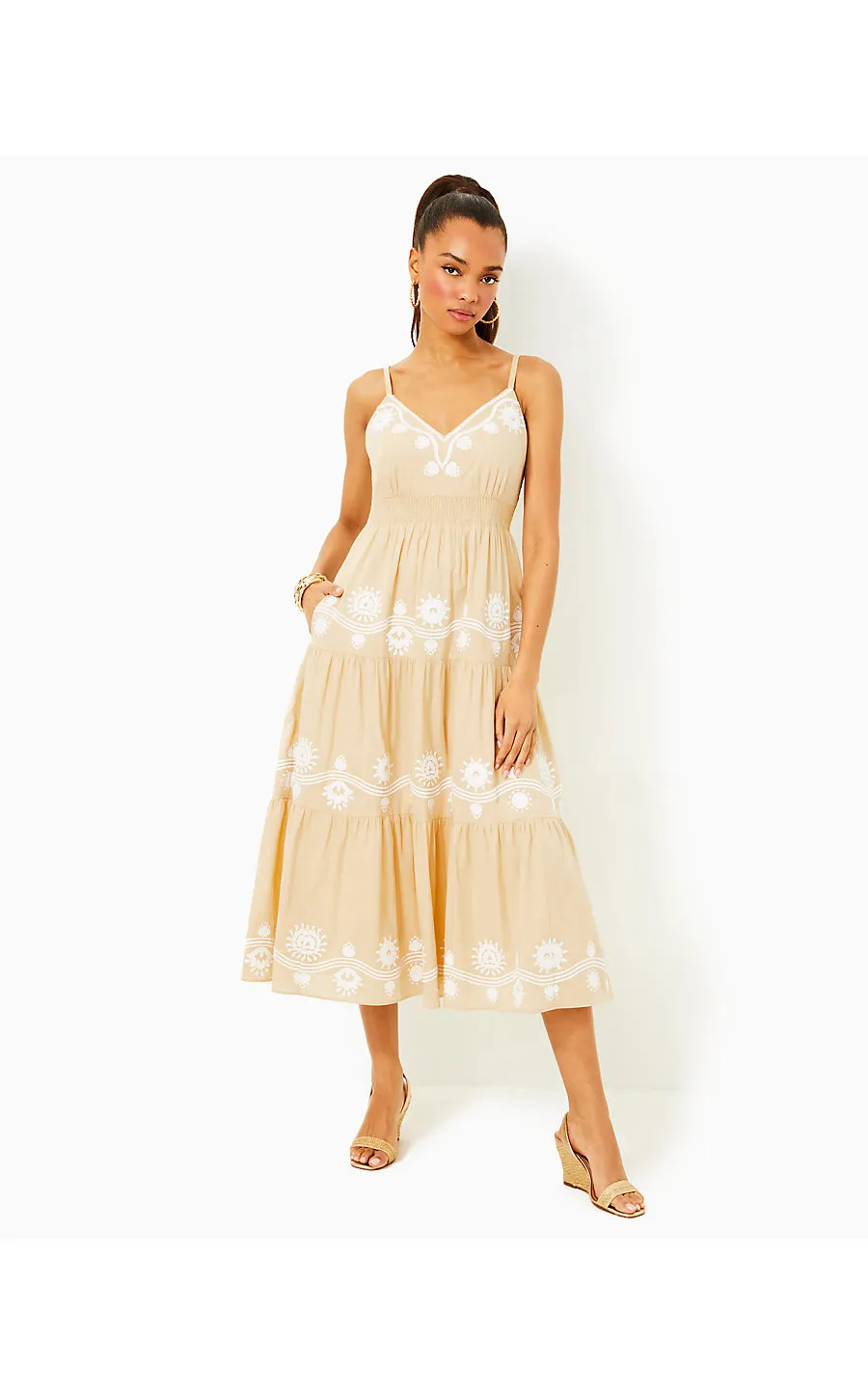 AVIRY MIDI DRESS- SAND BAR