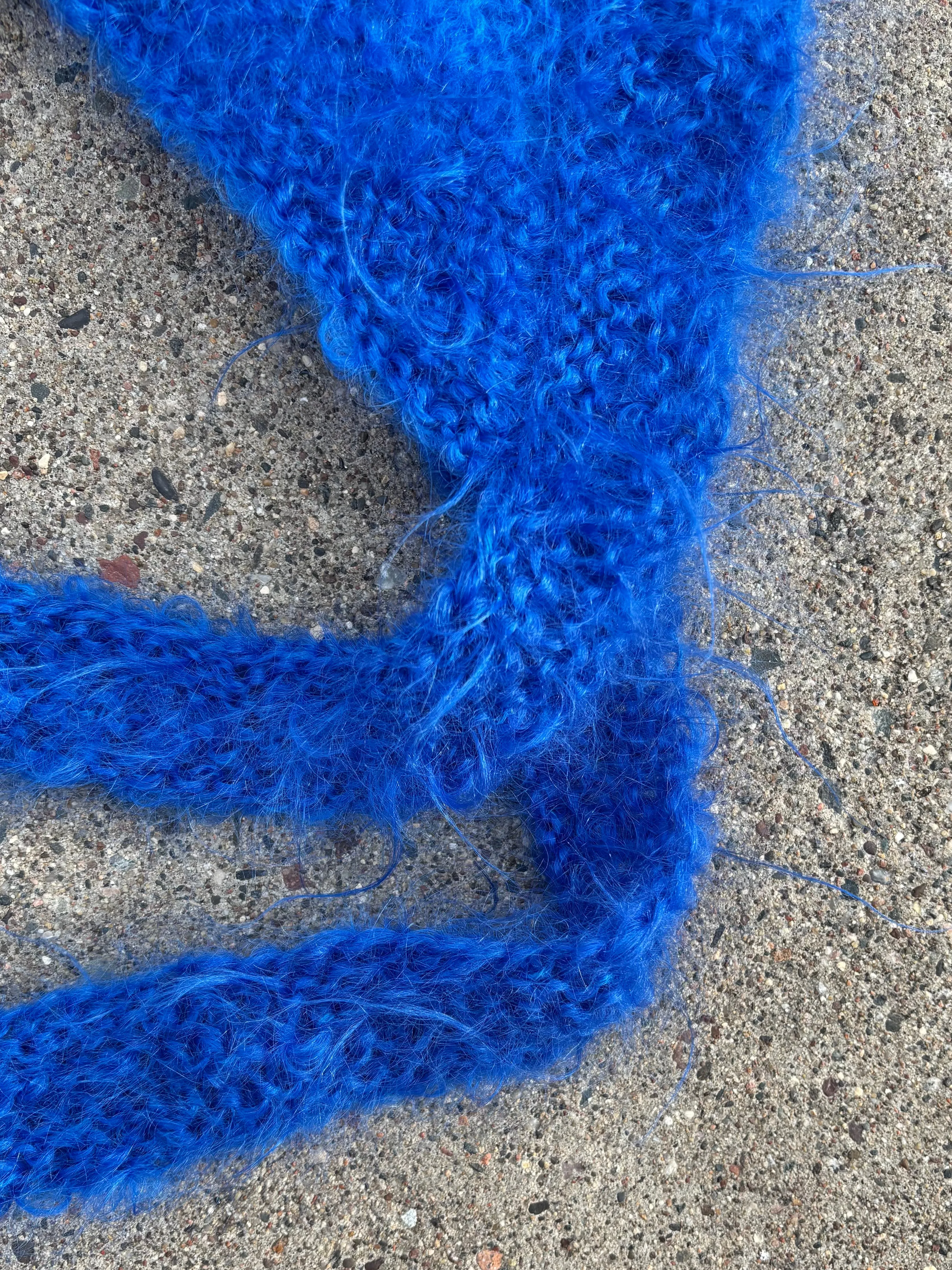 Babushka Scarf~Fuzzy Cobalt