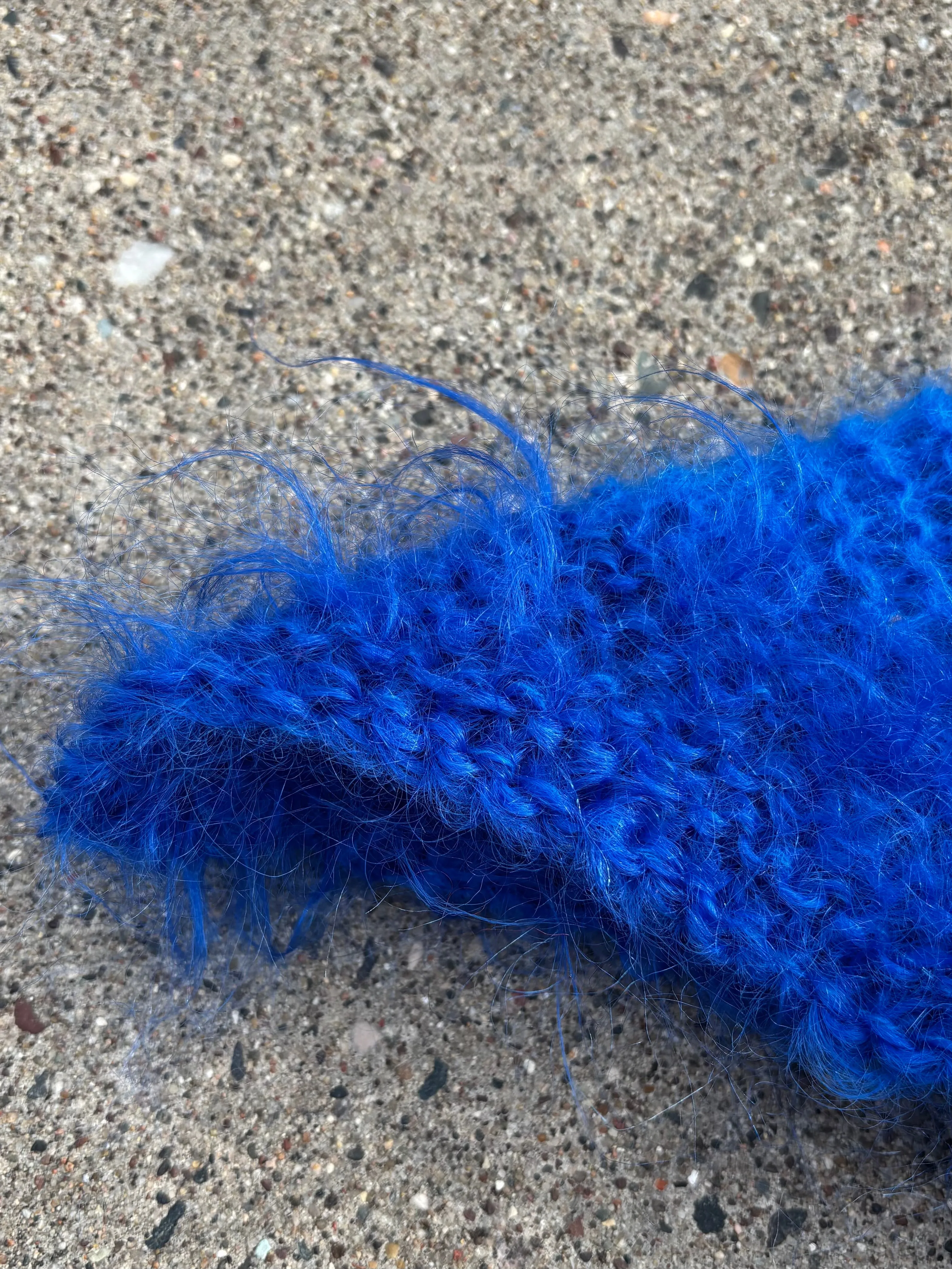 Babushka Scarf~Fuzzy Cobalt
