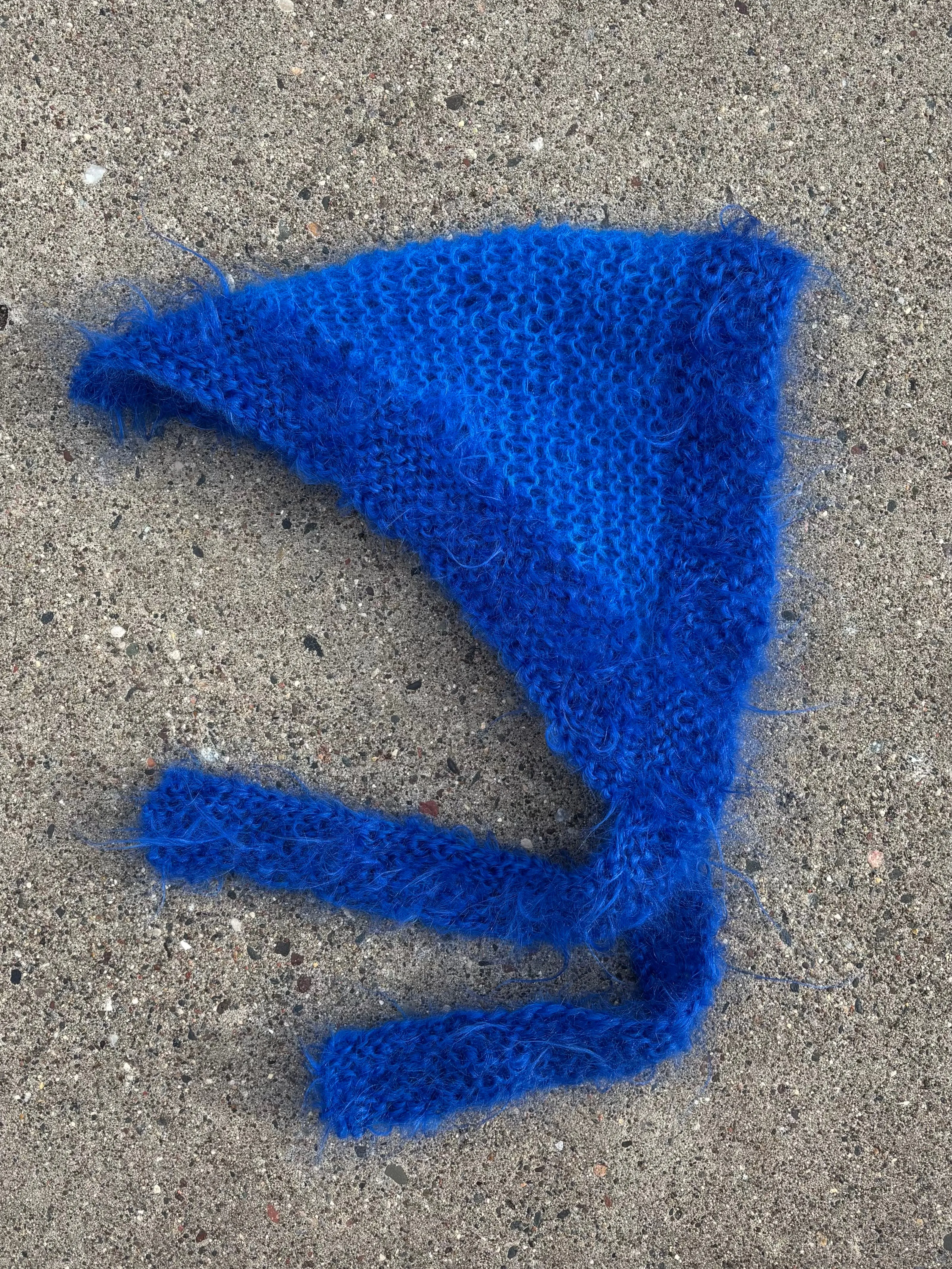 Babushka Scarf~Fuzzy Cobalt