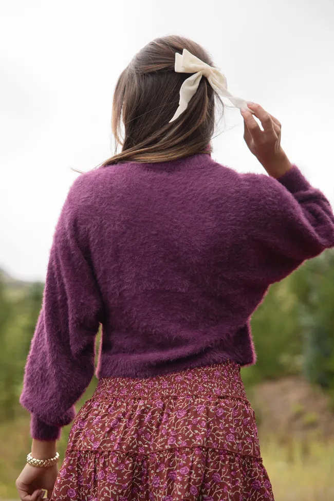 Beyond Me Plum Fuzzy Turtleneck Sweater FINAL SALE
