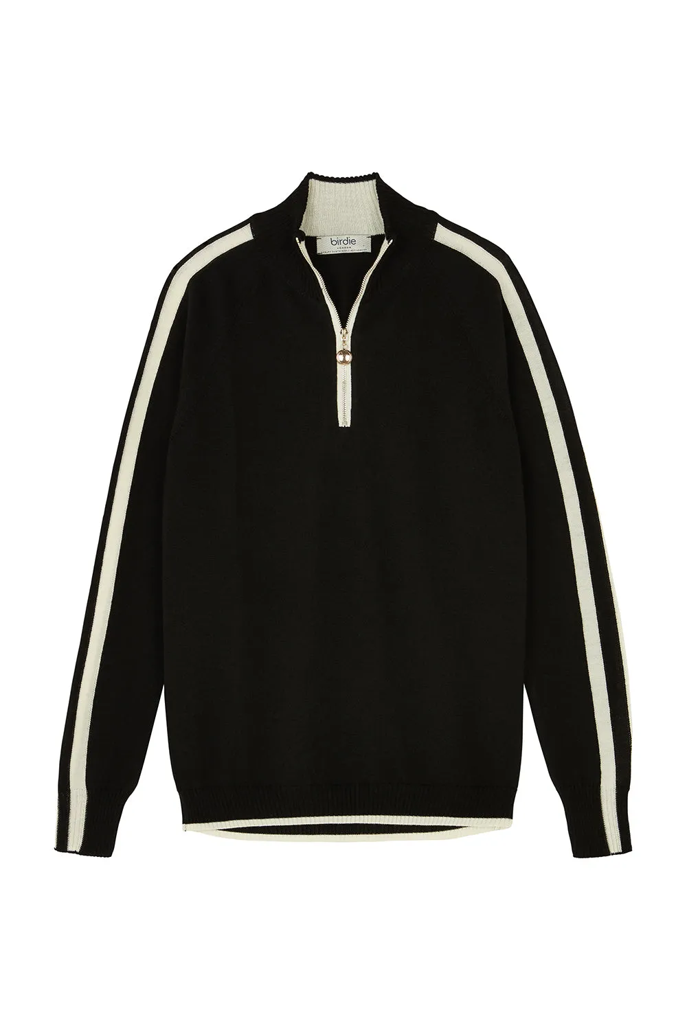 Birdie 13 zip jumper in Black & Soft Cream