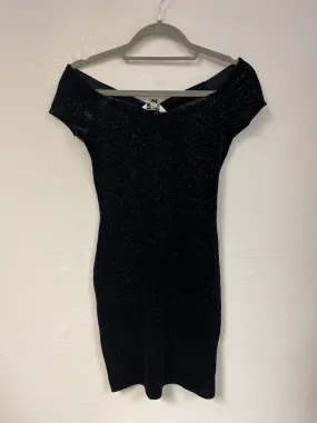 Black glitter sweetheart bodycon dress, Miss Selfridge, Size 8 (Elastane, Polyester)