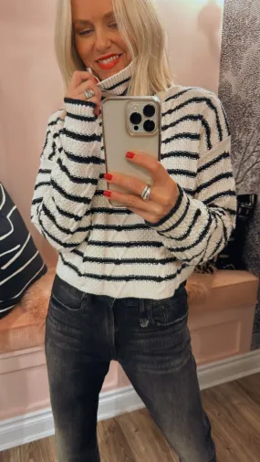 Cable Cropped Turtleneck Sweater