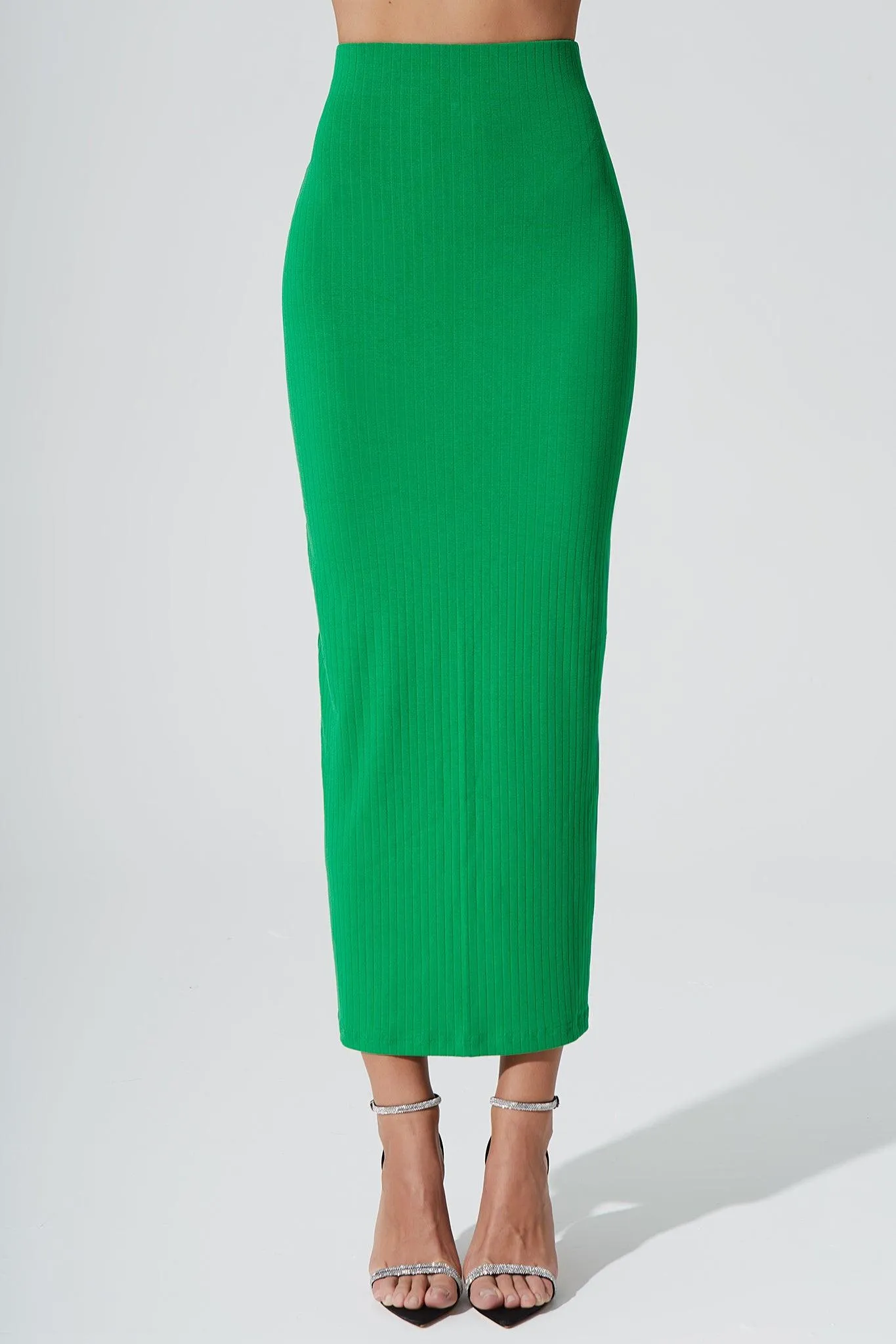 Calista Knitted Slit Skirt - Fern Green