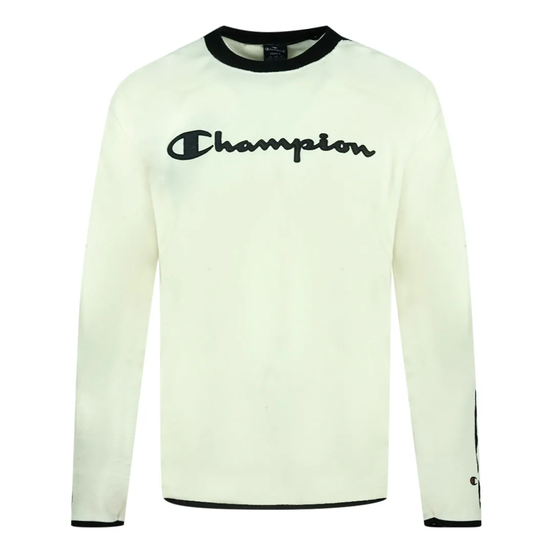 Champion Classic Script Logo White Fleece Sweatshirt