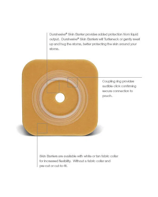 Convatec Natura 2-Piece Durahesive Flexible Skin Barrier - Tan - 10 per box, CUT TO FIT 13MM - 57MM (1/2" - 2 1/4"), WITH TAPE / TAN