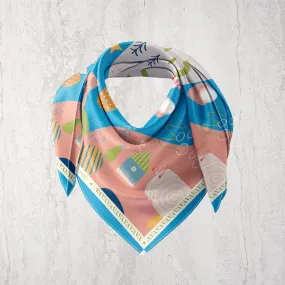 Cyan Sky Abstract Print Ultra Muslin Scarf