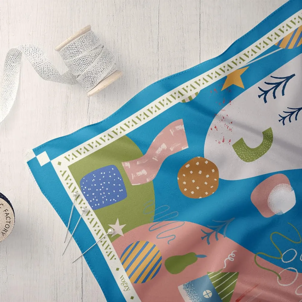 Cyan Sky Abstract Print Ultra Muslin Scarf