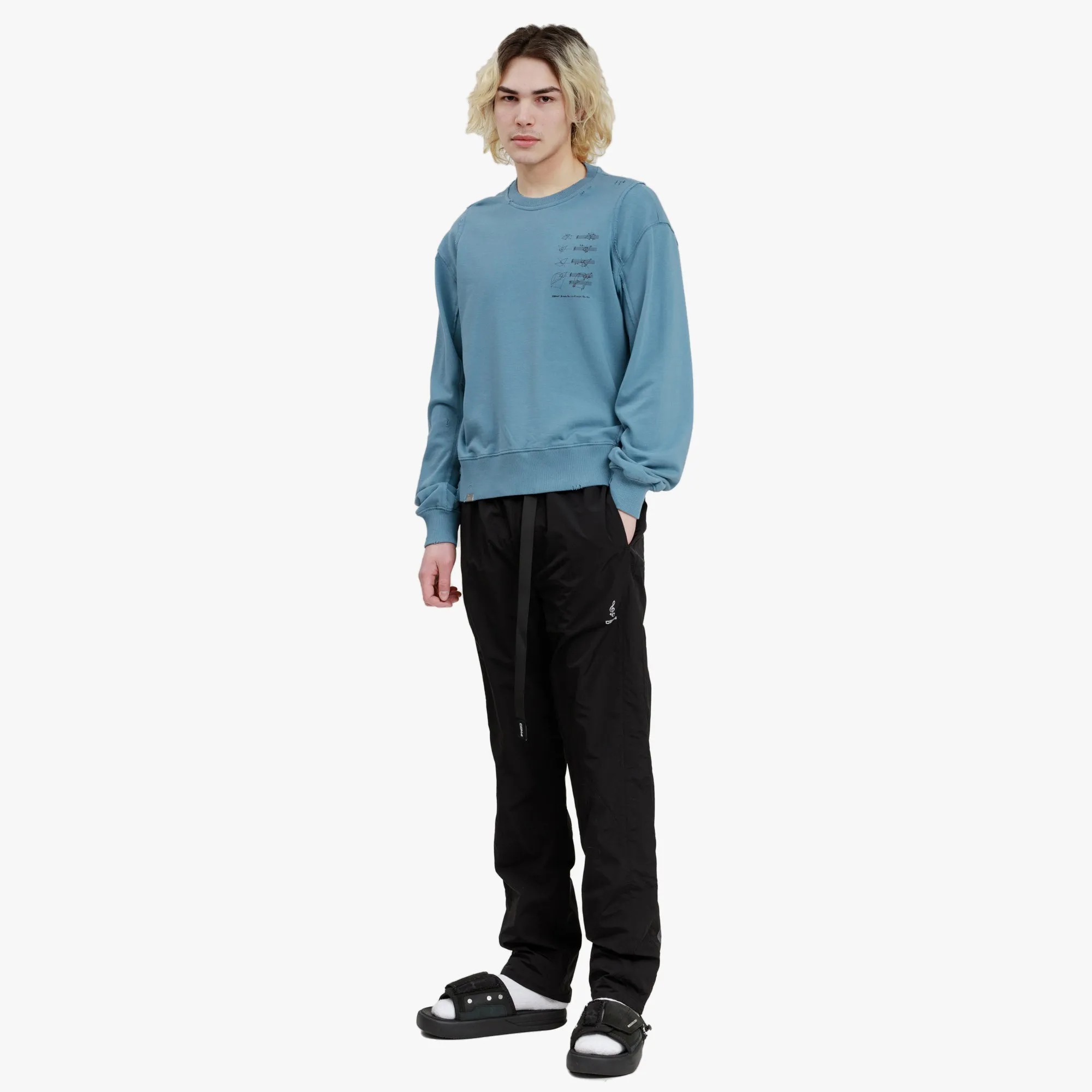 Distressed Panel Sweatshirt