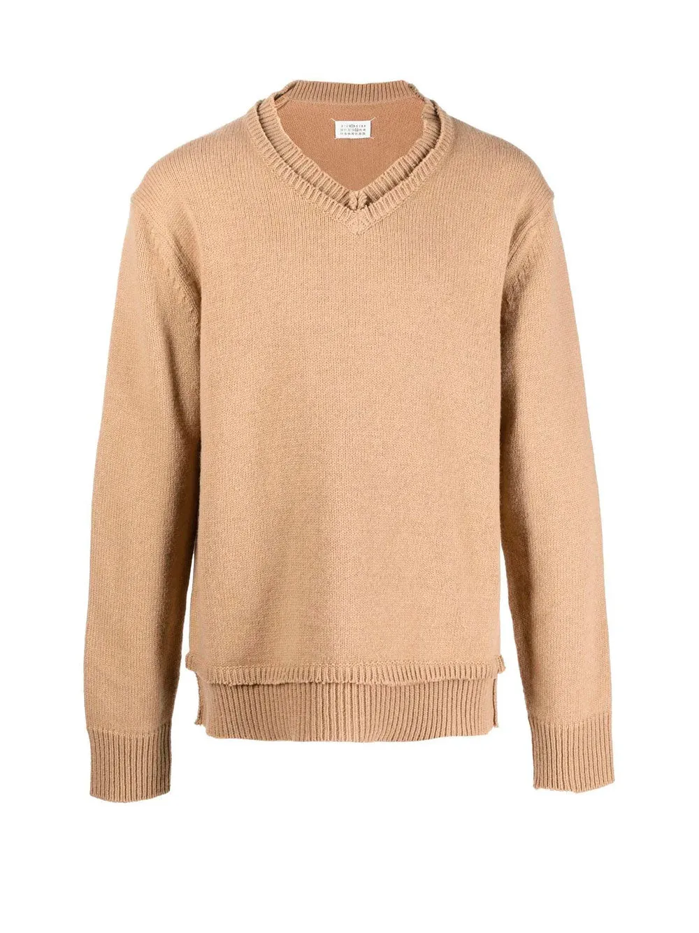 Elbow-patch v-neck jumper
