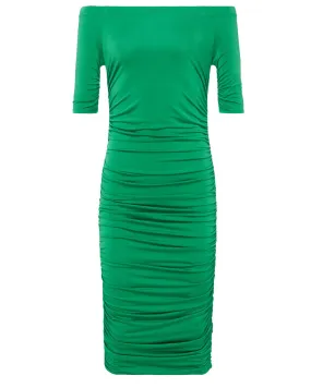 Grassgreen Sequoia Ruched off the Shoulder Dress