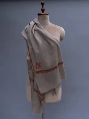 Grey Minimalistic Cashmere Embroidered Scarf