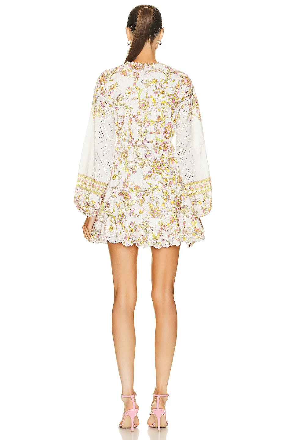 Hemant & Nandita Aira Off White Embroidered Eyelet Mini Dress