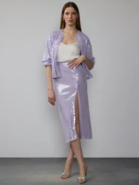High Slit Sequin Midi Skirt