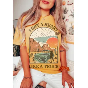 I Got A Heart Like A Truck Comfort Colors® T-Shirt, Spring or Summer Tee, Gift for Mom, Distressed, Retro Western Design T-Shirt