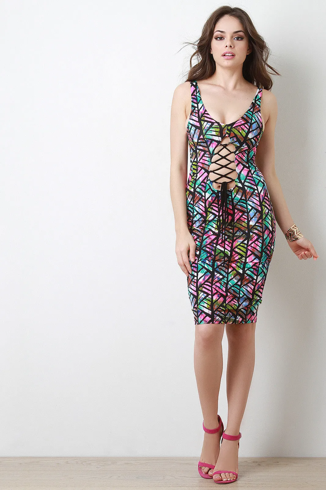 Lace Up Backless Cut Out Dress