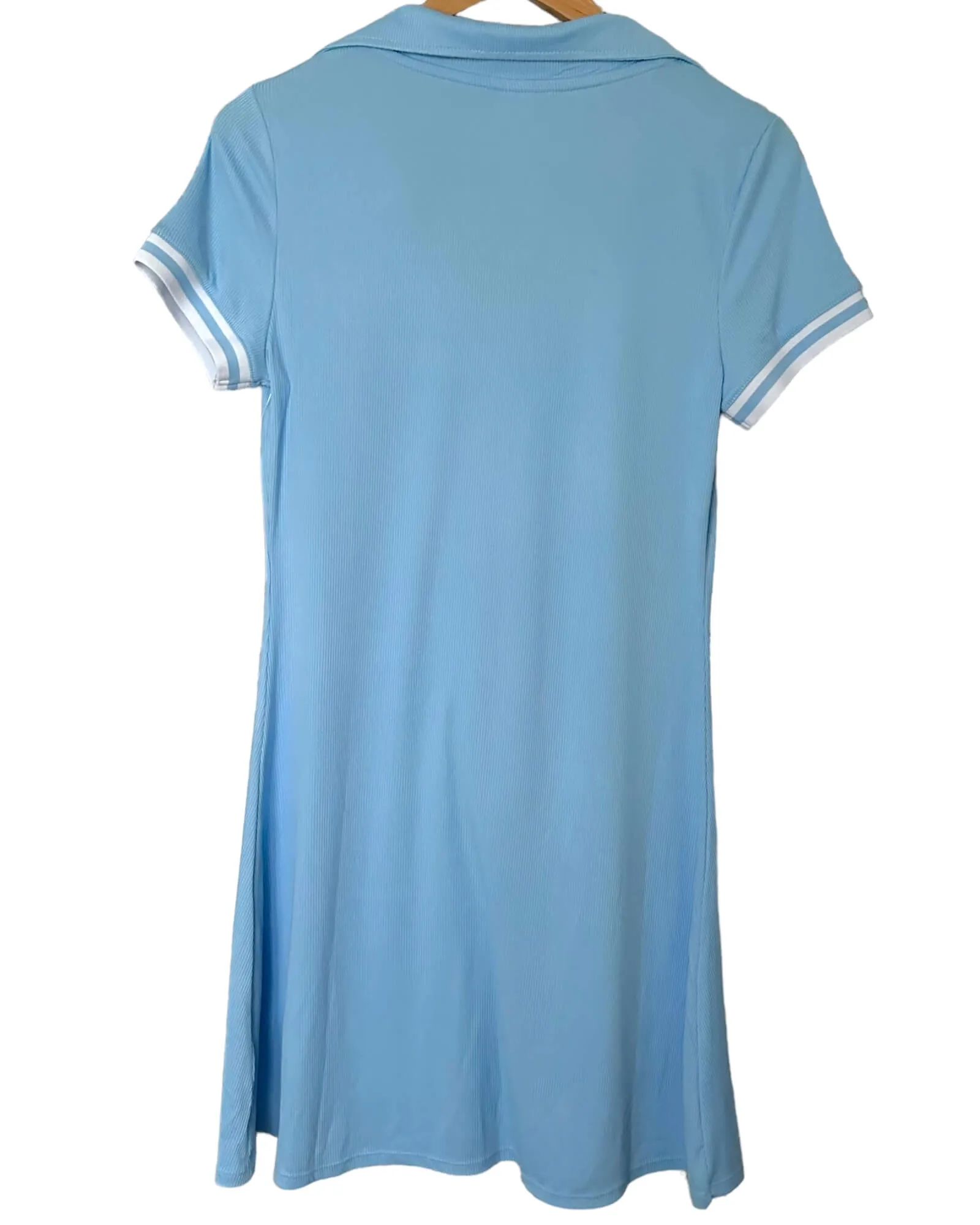 Light Spring Sky Ribbed Bodycon Polo Dress
