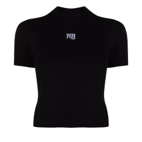 Logo Patch Mock Neck Top In Bodycon Knit