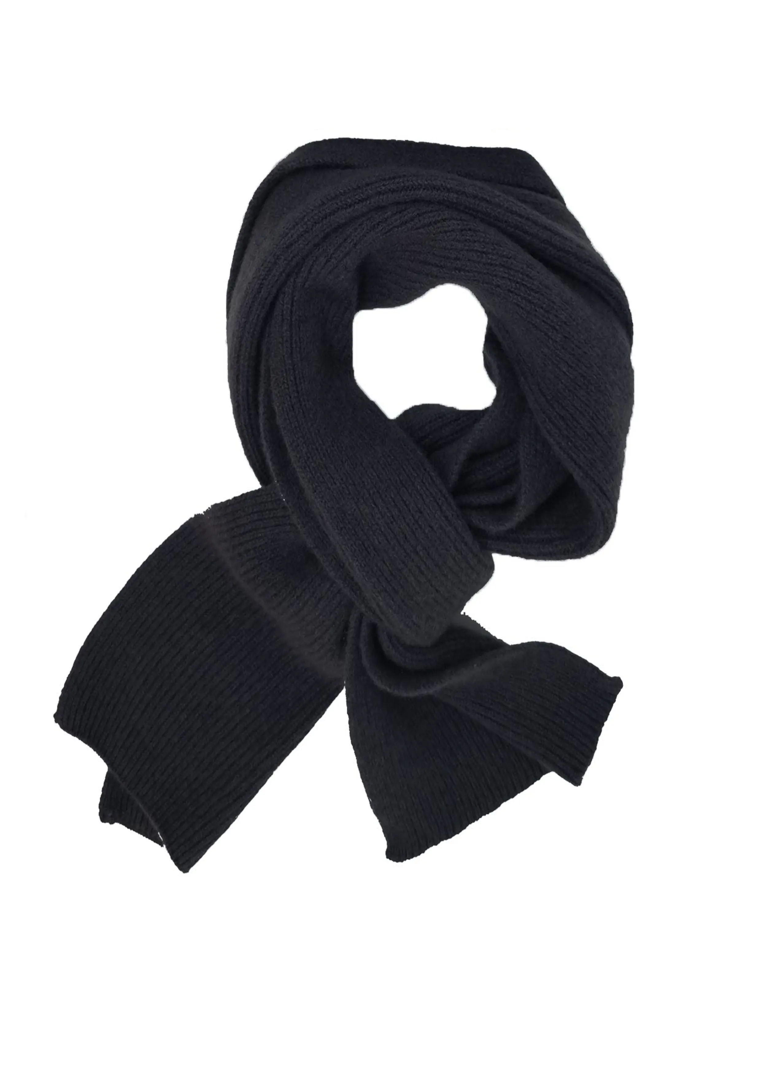 Men's Cashmere Rib Scarf Black