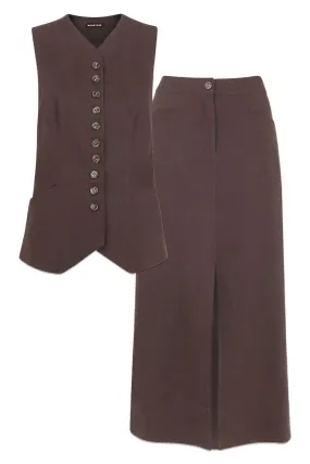Mila Linen Blend Waistcoat and Midi Skirt Co-ord