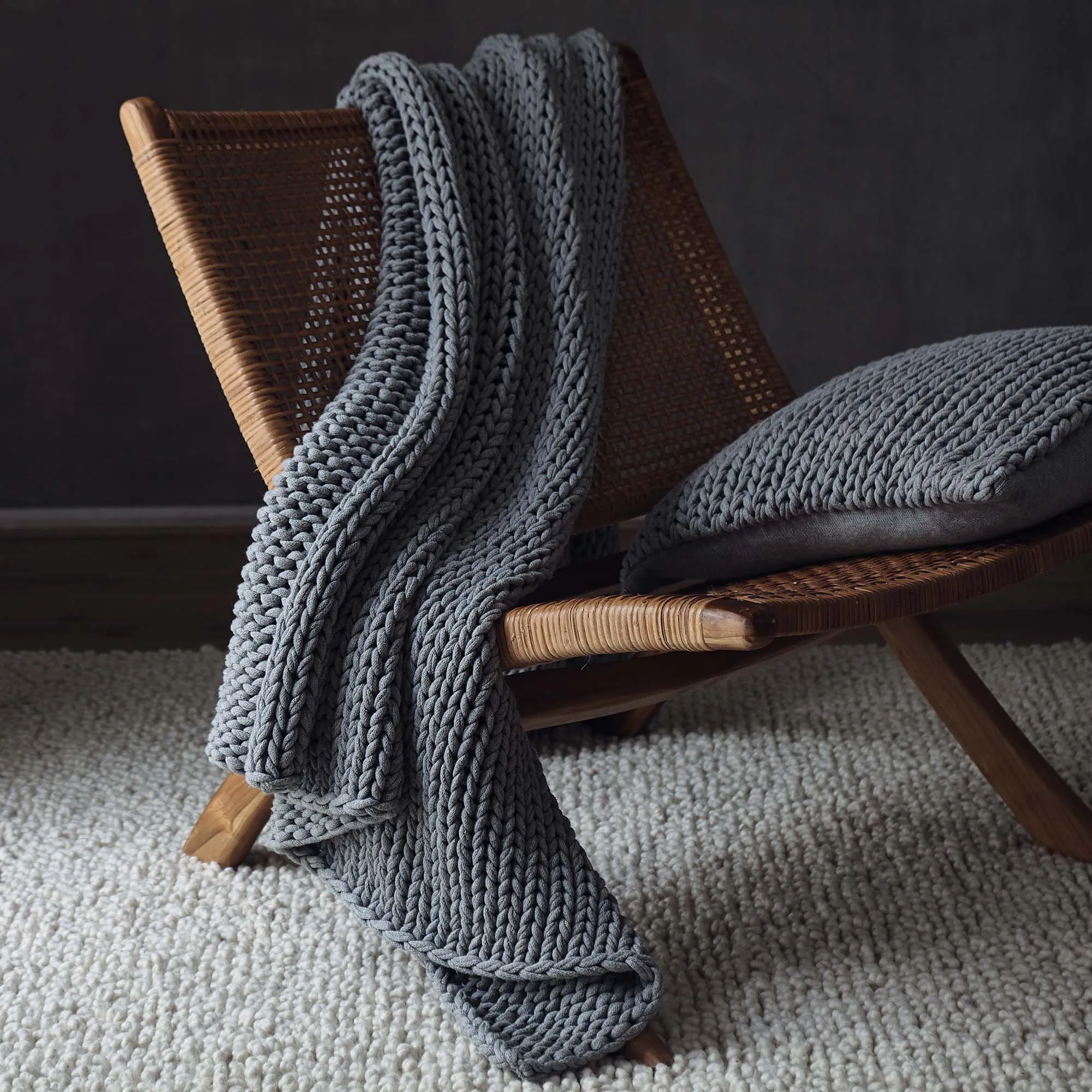 Neiva Cotton Blanket [Light grey melange]