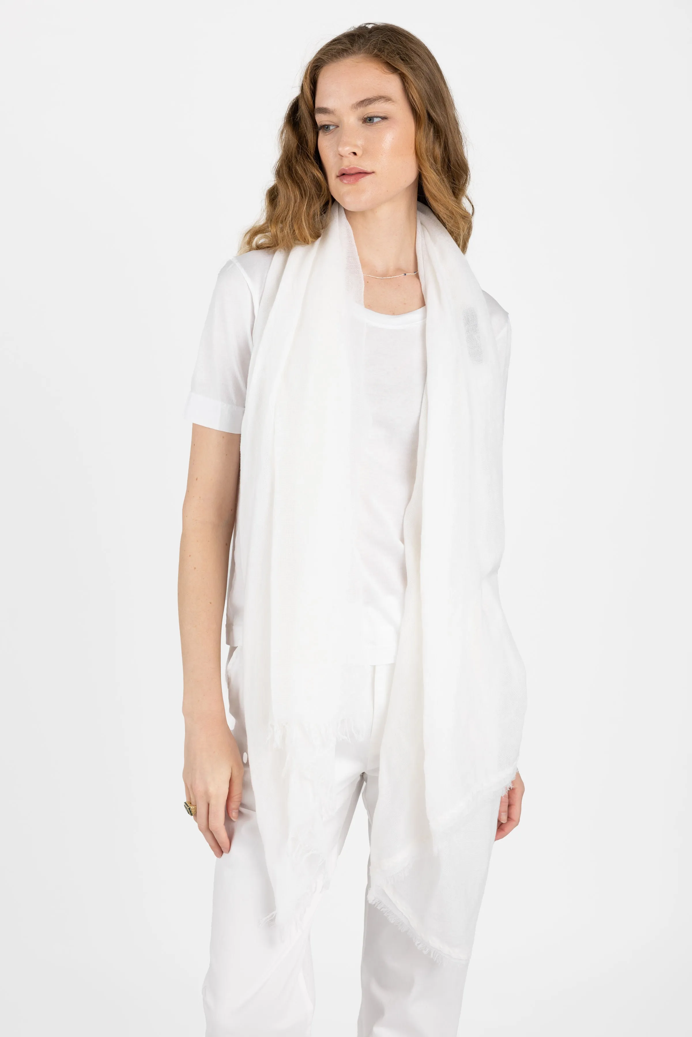 Net Cashmere Scarf in White
