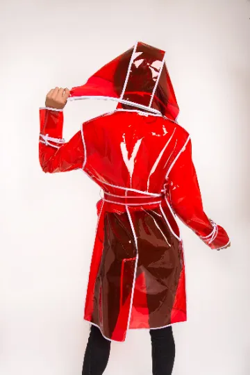 NEW Stylish Transparent Trench Rain Coat with Removable hood!