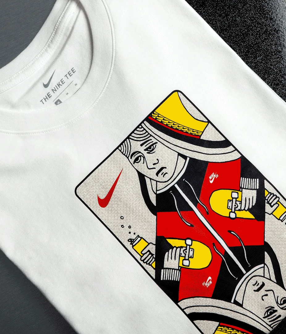 Nike SB Queen Card T-Shirt - White / Habanero Red