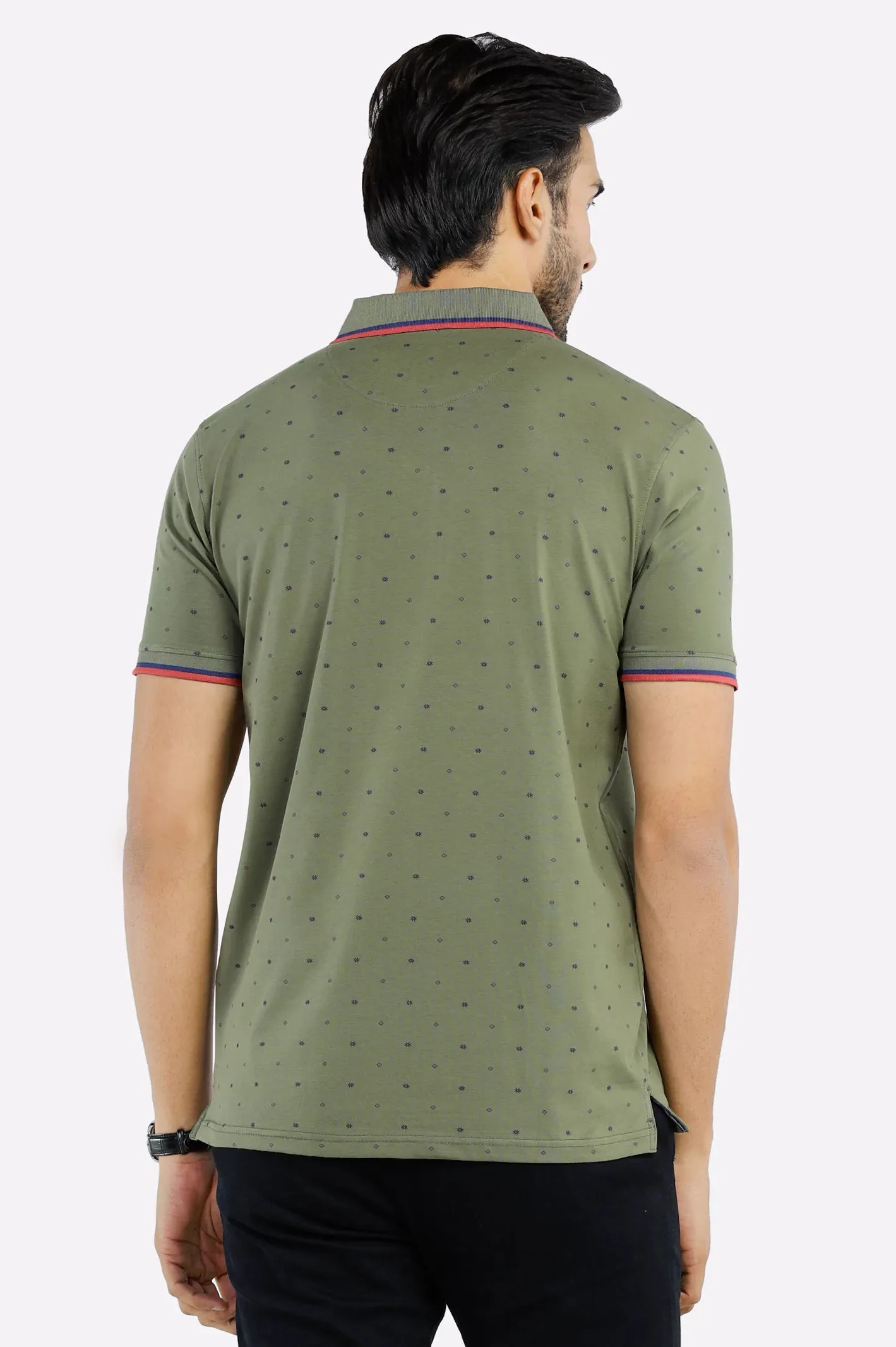 Olive All Over Printed Polo