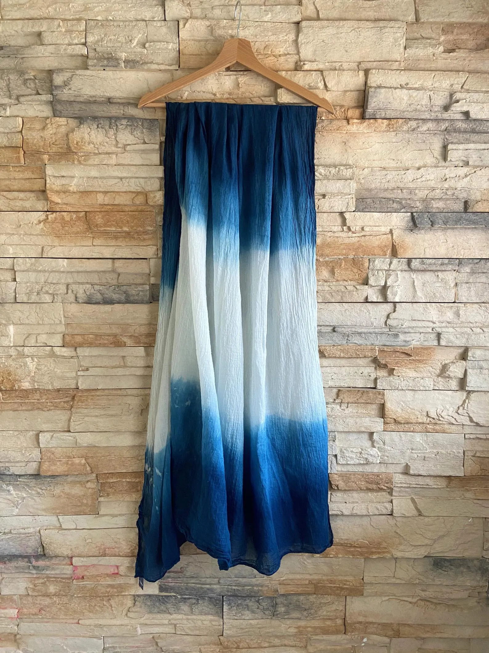 Organic Cotton Wrap Scarf in Indigo Ombre