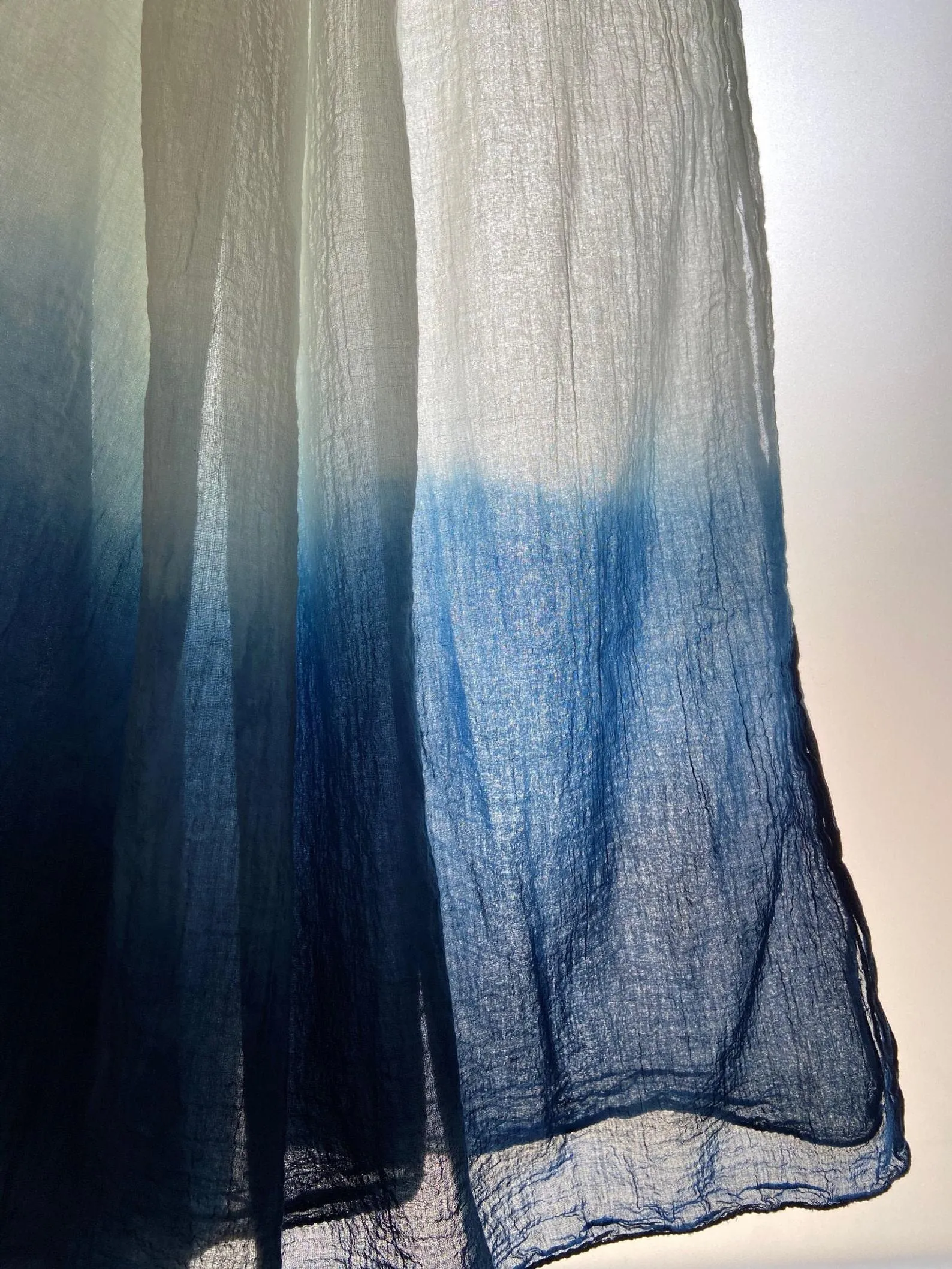 Organic Cotton Wrap Scarf in Indigo Ombre