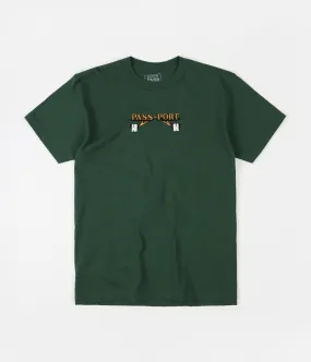 Pass Port Waiter Embroidery T-Shirt - Forest Green