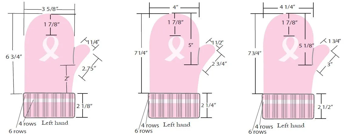 PINK RIBBON CHUNKY KNIT MITTEN