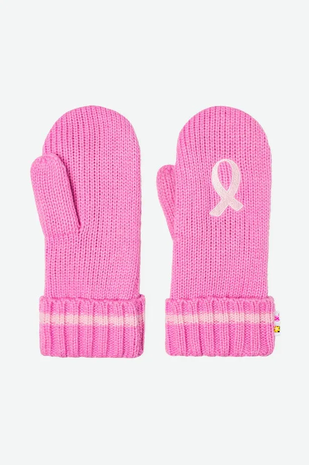 PINK RIBBON CHUNKY KNIT MITTEN