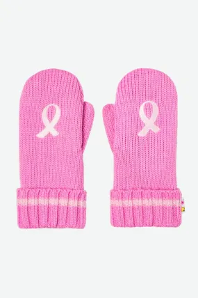PINK RIBBON CHUNKY KNIT MITTEN