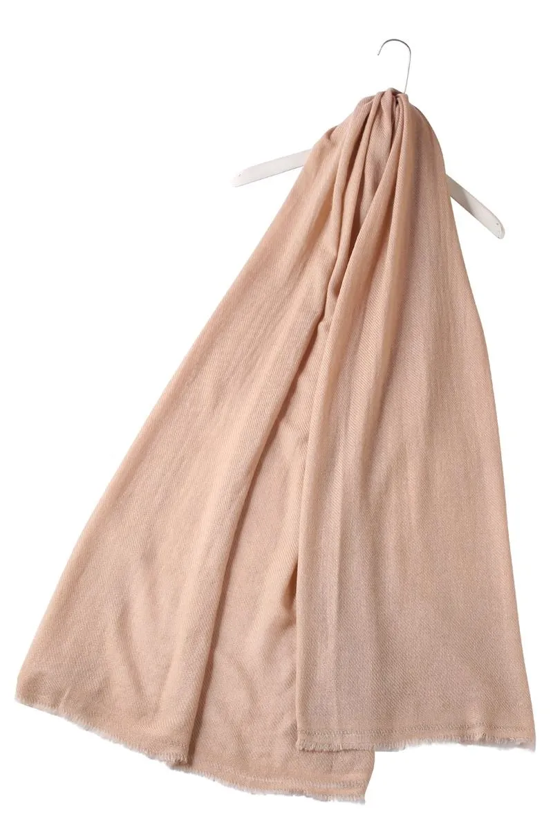 Plain Pure Cashmere Scarf - Brown