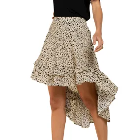 POL Asymmetrical Ruffle Hem Leopard Print Mini Skirt