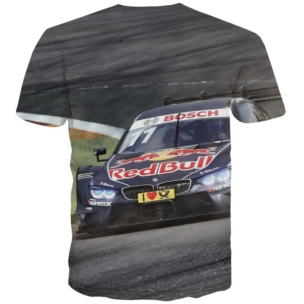 Racing Car T shirts Men Metal Tshirt Anime City Shirt Print Gray Tshirts Novelty Retro T-shirts Graphic