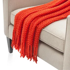 Red Chunky Yarn Throw