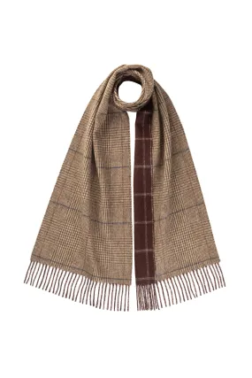 Reversible Cashmere Scarf - Burgundy & Beige Windowpane