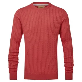 Schoffel Pima Cotton Cable Crew Neck Mens Jumper - Cherry