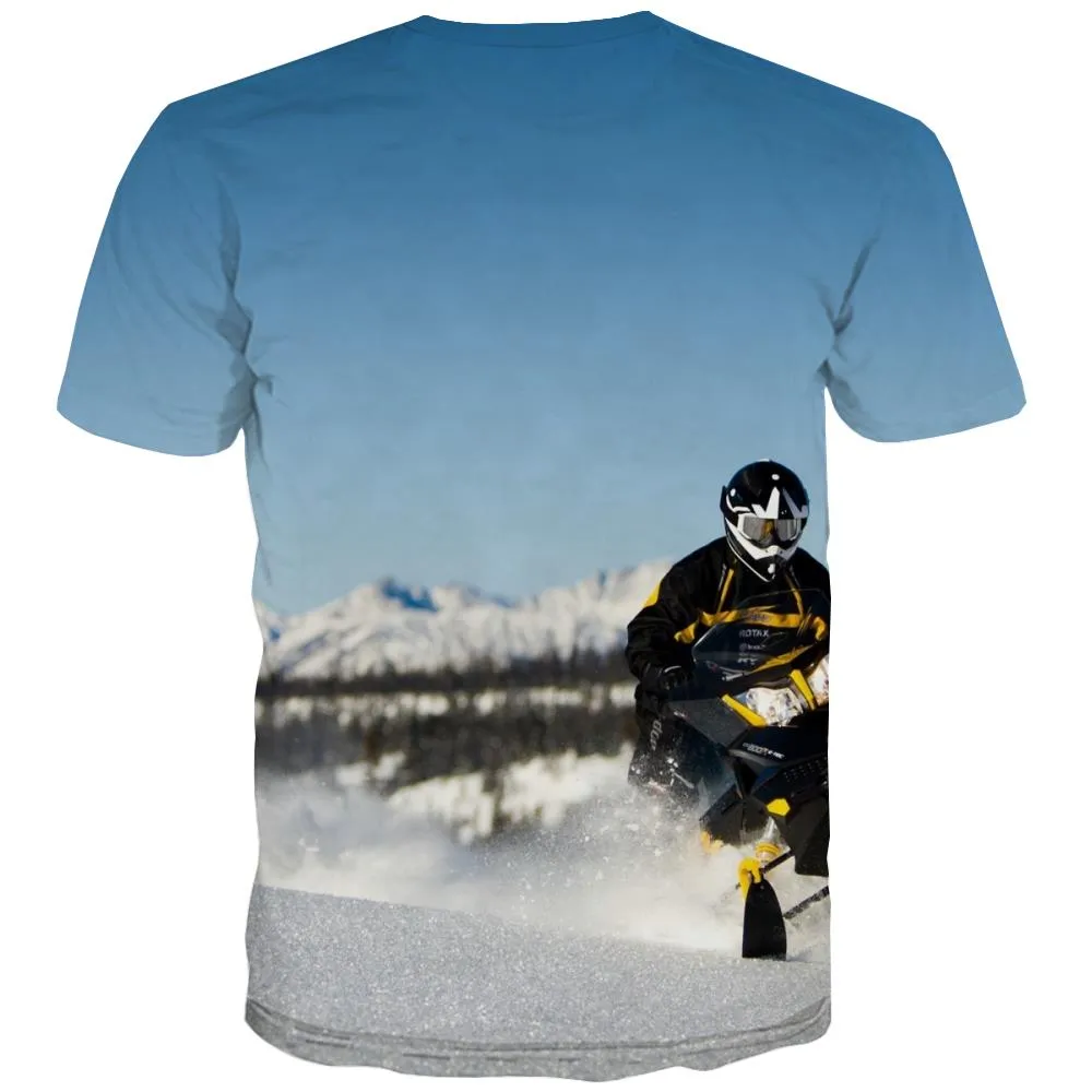 Ski T shirts Men White Shirt Print Movement Tshirt Printed Snowfield Tshirts Novelty